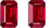 Beautiful Ruby Matched Pair, 5 x 3mm, Open Rich Red, Emerald Cut, 0.72 carats