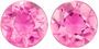 Low Price Well Matched Pink Tourmaline Gemstone Pair in Round Cut, 4.9 mm, Rich Pure Pink, 0.79 carats