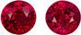 1.47 carats Ruby 2 Piece Matched Pair in Round Cut, Pigeon's Blood Red, 4.9 mm