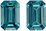 Rare Blue Color Tourmaline Matched Pair 1.68 carats, Emerald shape gemstone, 7.3 x 4.6  mm
