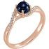 14 Karat Rose Gold Cabochon Blue Sapphire and .08 Carat Diamond Ring