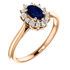 Buy 14 Karat Rose Gold Genuine Chatham Blue Sapphire & 0.17 Carat Diamond Ring