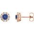 Buy 14 Karat Rose Gold Genuine Chatham Blue Sapphire & 0.40 Carat Diamond Halo-Style Earrings