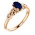 Genuine 14 Karat Rose Gold Genuine Chatham Sapphire & .02 Carat Diamond Ring