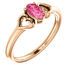 Genuine 14 Karat Rose Gold Pink Tourmaline Youth Heart Ring