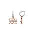 White Diamond Earrings in 14 Karat Rose Gold & White 25.5x15.75mm .09 Carat Diamond Dangle Earrings