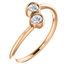 Genuine Sapphire Ring in 14 Karat Rose Gold White SapphireTwo-Stone Ring