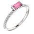 14 Karat White Gold Pink Sapphire & 0.17 Carat Diamond Stackable Ring