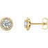 White Diamond Earrings in 14 Karat Yellow Gold 0.60 Carat Diamond Halo-Style Earrings