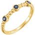 Genuine  14 Karat Yellow Gold Blue Sapphire Beaded Ring