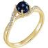 14 Karat Yellow Gold Cabochon Blue Sapphire and .08 Carat Diamond Ring