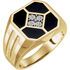Wonderful 14 Karat Yellow Gold Men's Onyx & .02 Carat Total Weight Diamond Ring