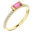 14 Karat Yellow Gold Pink Sapphire & 0.17 Carat Diamond Stackable Ring