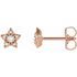 White Diamond Earrings in 14 Karat Rose Gold 1/10 Carat Diamond Star Earrings
