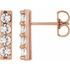 White Diamond Earrings in 14 Karat Rose Gold 1/2 Carat Diamond Bar Earrings