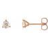 White Diamond Earrings in 14 Karat Rose Gold 1/3 Carat Diamond 3-Prong Earrings - VS F+