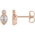 White Diamond Earrings in 14 Karat Rose Gold 1/3 Carat Diamond Bezel-Set Earrings