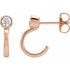 White Diamond Earrings in 14 Karat Rose Gold 1/5 Carat Diamond Bezel-Set Hoop Earrings