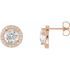 14 Karat Rose Gold 2.33 Carat Weight Diamond Halo-Style Earrings
