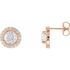 14 Karat Rose Gold 2.2 Carat Weight Diamond Halo-Style Earrings