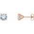 White Diamond Earrings in 14 Karat Rose Gold 2 Carat Diamond 4-Prong CocKaratail-Style Earrings