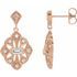 White Diamond Earrings in 14 Karat Rose Gold 3/8 Carat Diamond Vintage-Inspired Earrings