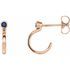 Created Sapphire Earrings in 14 Karat Rose Gold 3 mm Round Chatham Lab-Created Genuine Sapphire Bezel-Set Hoop Earrings