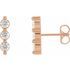 White Diamond Earrings in 14 Karat Rose Gold 5/8 Carat Diamond Three-Stone Bar Earrings