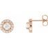 White Diamond Earrings in 14 Karat Rose Gold 7/8 Carat Diamond Halo-Style Earrings