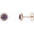 Genuine Alexandrite Earrings in 14 Karat Rose Gold Alexandrite & 1/6 Carat Diamond Earrings
