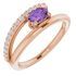 Genuine Amethyst Ring in 14 Karat Rose Gold Amethyst & .125 Carat Diamond Ring