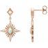 Fire Opal Earrings in 14 Karat Rose Gold Australian Opal & 1/6 Carat Diamond Celestial Earrings