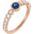 Genuine Sapphire Ring in 14 Karat Rose Gold Genuine Sapphire & 1/2 Carat Diamond Ring