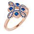 Genuine Sapphire Ring in 14 Karat Rose Gold Genuine Sapphire & 1/6 Carat Diamond Clover Ring