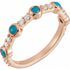 Genuine Turquoise Ring in 14 Karat Rose Gold Cabochon Turquoise & 0.2 Carat Diamond Ring