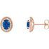 Created Sapphire Earrings in 14 Karat Rose Gold Chatham Created Genuine Sapphire & 1/5 Carat Diamond Halo-Style Earrings