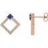 Created Sapphire Earrings in 14 Karat Rose Gold Chatham Lab-Created Genuine Sapphire & 1/3 Carat Diamond Earrings