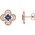 Created Sapphire Earrings in 14 Karat Rose Gold Chatham Lab-Created Genuine Sapphire & 1/5 Carat Diamond Clover Earrings