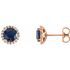 Created Sapphire Earrings in 14 Karat Rose Gold Chatham Lab-Created Genuine Sapphire & 1/8 Carat Diamond Earrings