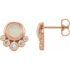 Fire Opal Earrings in 14 Karat Rose Gold Opal & 1/8 Carat Diamond Earrings