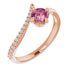 14 Karat Rose Gold Pink Tourmaline & 1/10 Carat Weight Diamond Bypass Ring