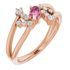 Pink Tourmaline Ring in 14 Karat Rose Gold Pink Tourmaline & 1/8 Carat Diamond Bypass Ring