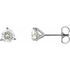 White Diamond Earrings in 14 Karat White Gold 1/3 Carat Diamond 3-Prong Earrings - VS F+