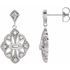 White Diamond Earrings in 14 Karat White Gold 3/8 Carat Diamond Vintage-Inspired Earrings