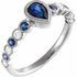 Genuine Sapphire Ring in 14 Karat White Gold Genuine Sapphire & 1/6 Carat Diamond Ring