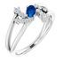 14 Karat White Gold Blue Sapphire & .125 Carat Weight Diamond Bypass Ring