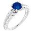Genuine Sapphire Ring in 14 Karat White Gold Genuine Sapphire & 1/8 Carat Diamond Ring