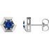 Created Sapphire Earrings in 14 Karat White Gold Chatham Lab-Created Genuine Sapphire Geometric Earrings