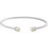 White Cultured Freshwater Pearl Bracelet in 14 Karat White Gold Freshwater Cultured Pearl & 1/10 Carat Diamond Cuff Bracelet