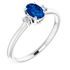 14 Karat White Gold Grown Blue Sapphire & .04 Carat Weight Diamond Ring